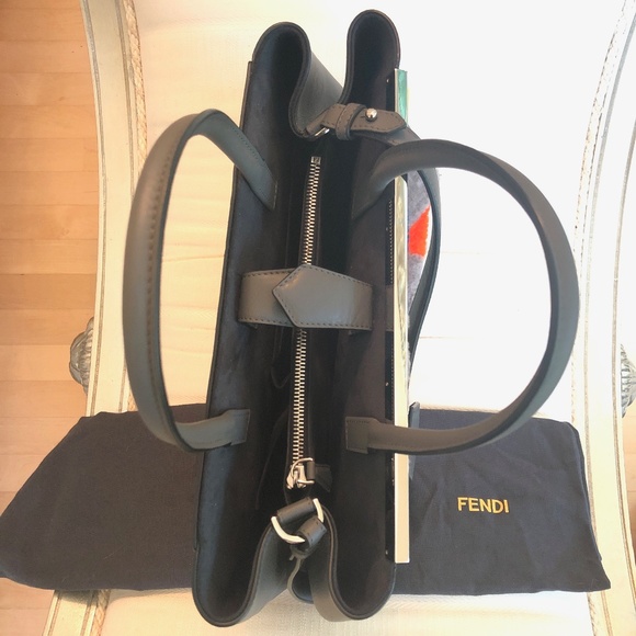 Fendi 2Jours Leather & Multicolor Shearling Tote - Picture 10 of 16